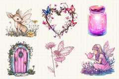 Pink Fairy Garden Clipart Bundle - CraftNest - Digital Crafting and Art