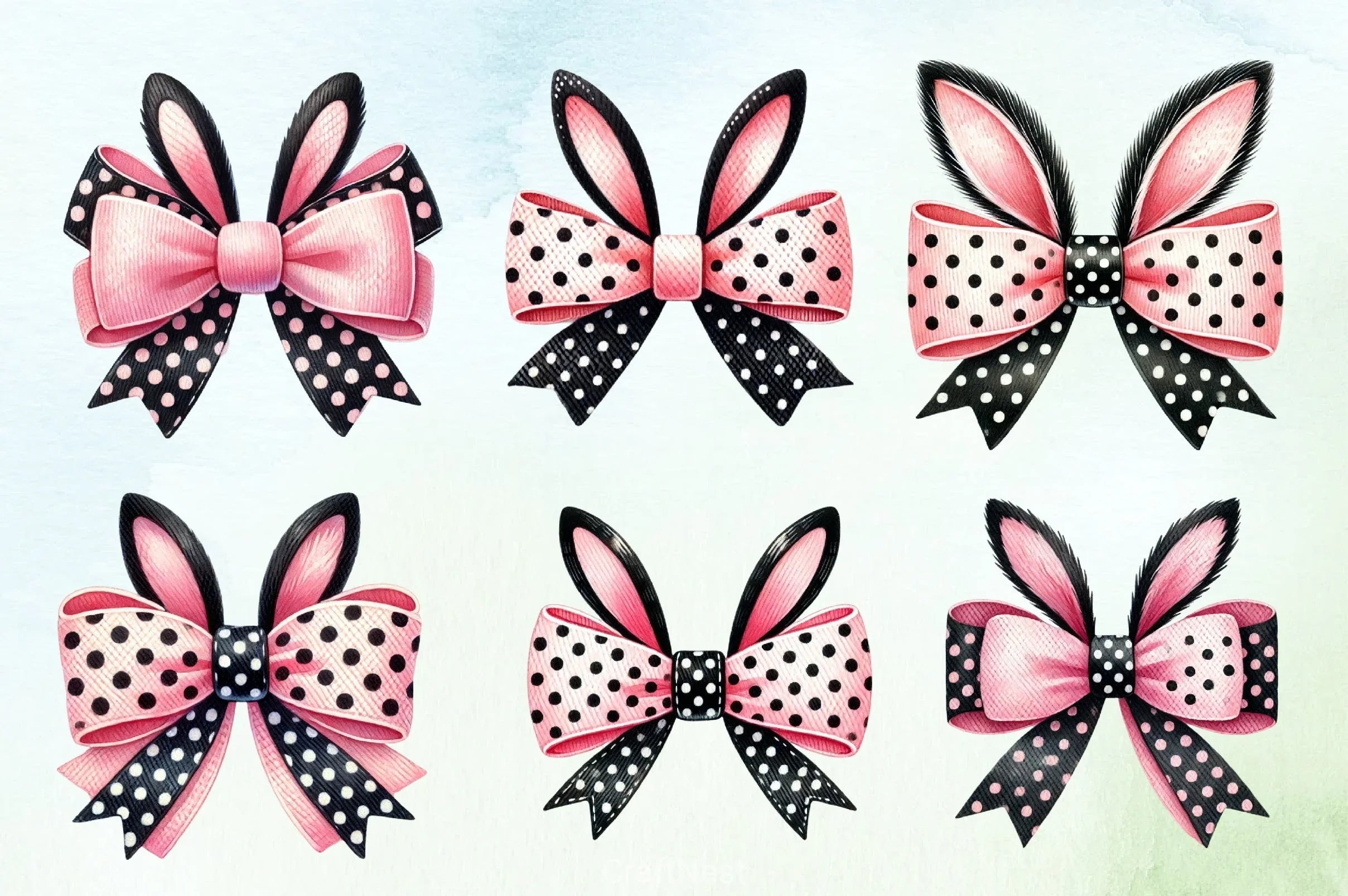 Easter Bunny Bow Clipart Bundle 3 - CraftNest - Digital Crafting and Art