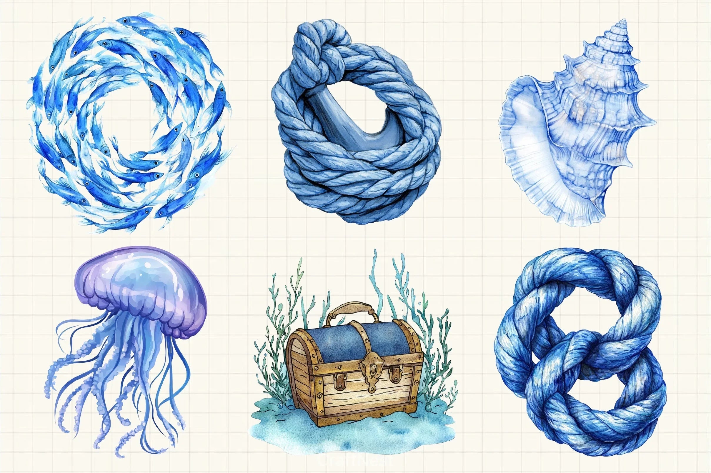 Blue Nautical Clipart Bundle 5 - CraftNest - Digital Crafting and Art
