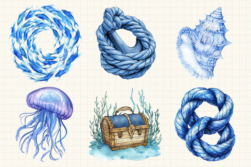 Blue Nautical Clipart Bundle 5 - CraftNest - Digital Crafting and Art