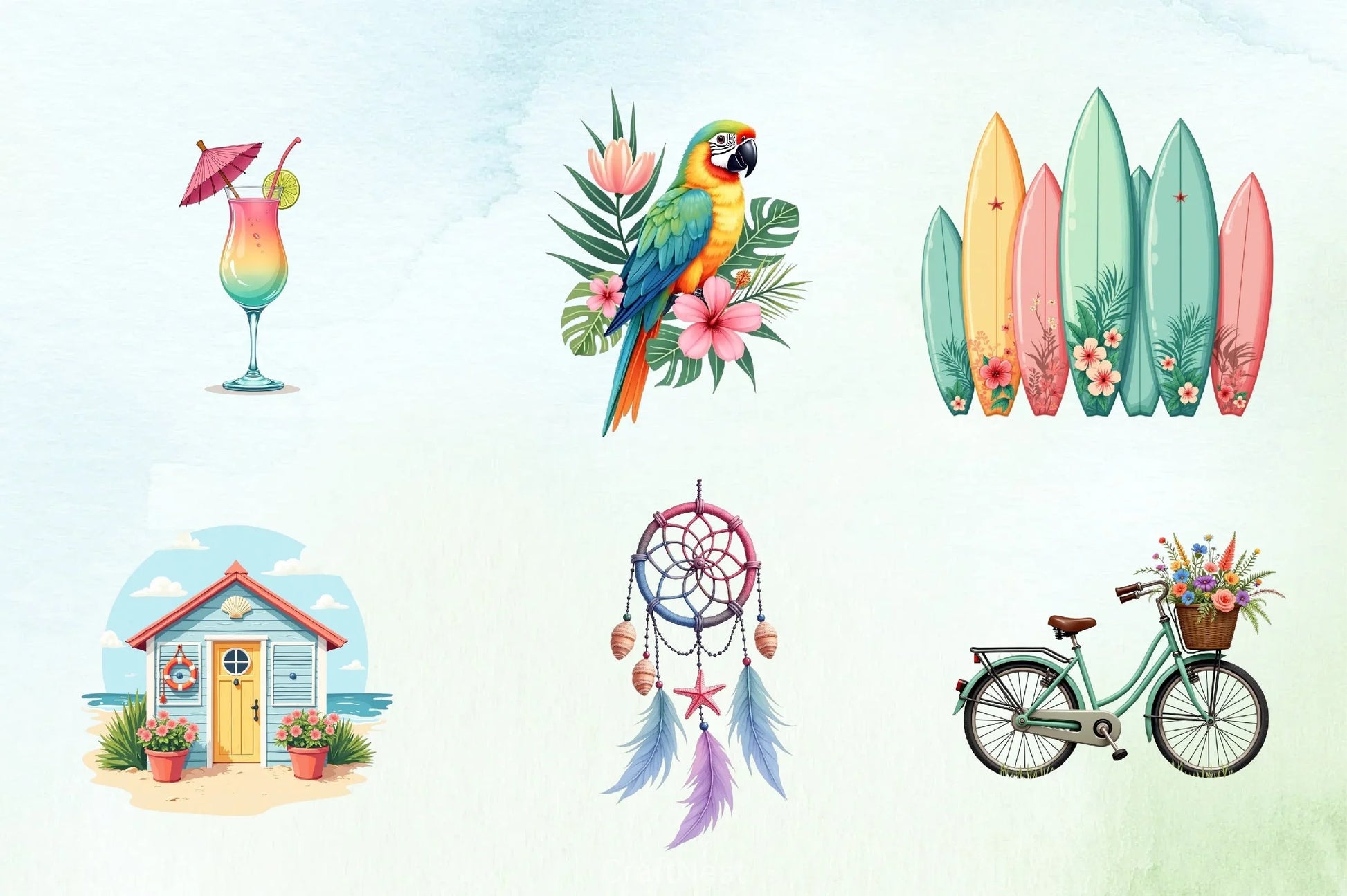 Pastel Summer Clipart Bundle - CraftNest - Digital Crafting and Art