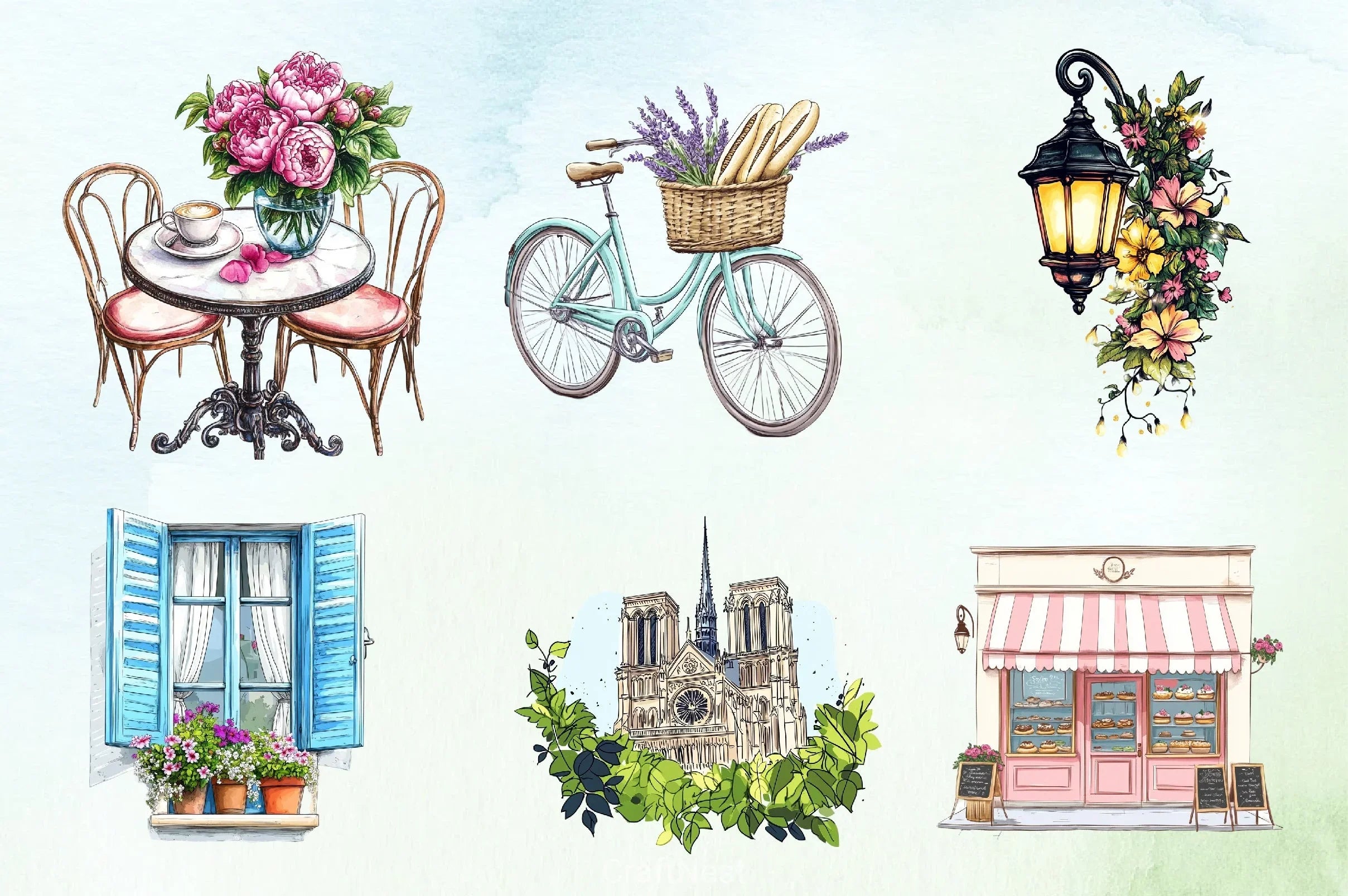 Parisian Summer Clipart Bundle - CraftNest - Digital Crafting and Art