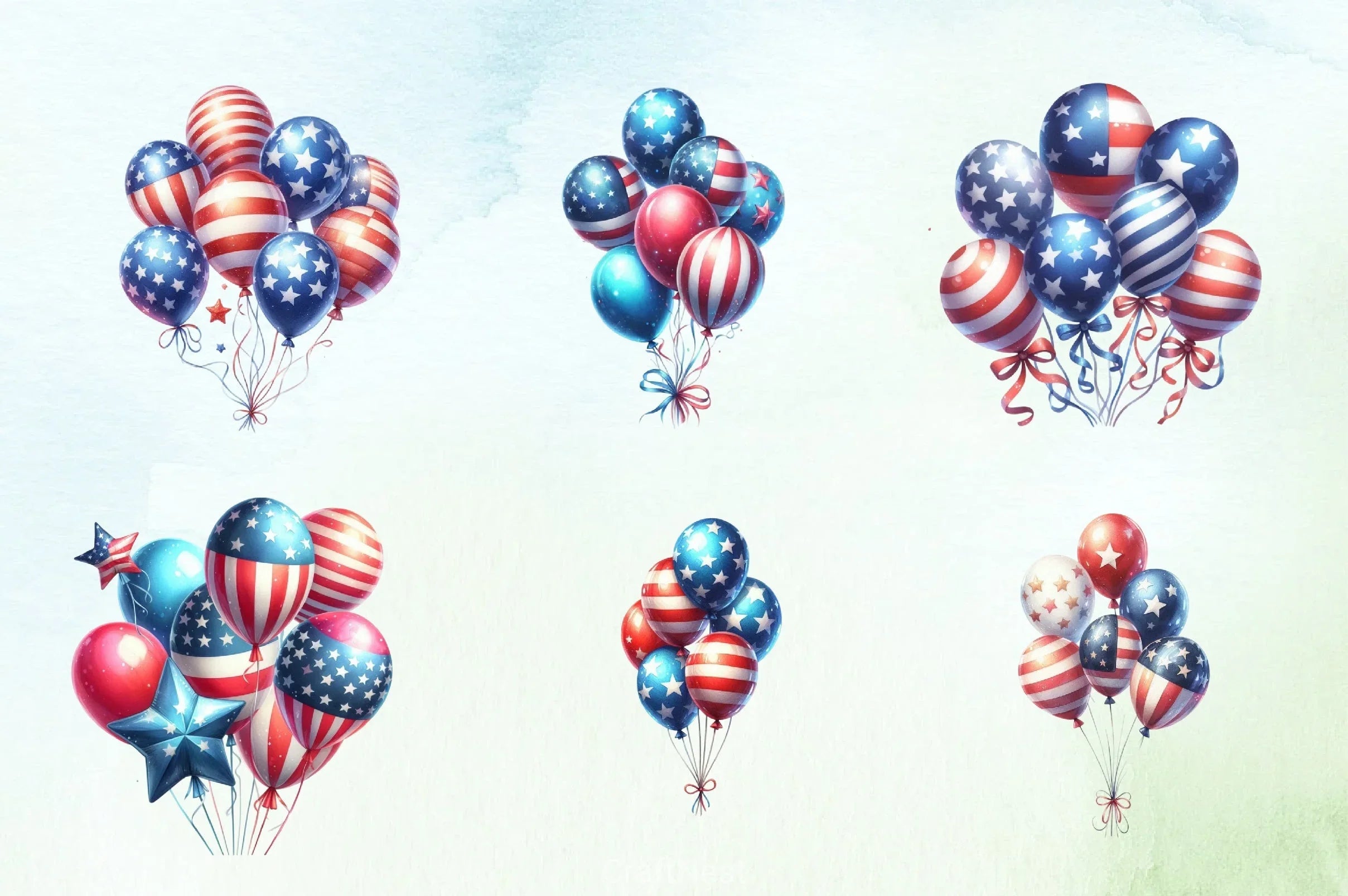 American 4th of July Balloons Clipart Bundle - CraftNest - Digital Crafting and Art
