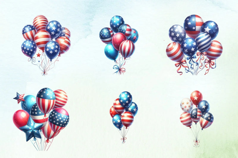 American 4th of July Balloons Clipart Bundle - CraftNest - Digital Crafting and Art