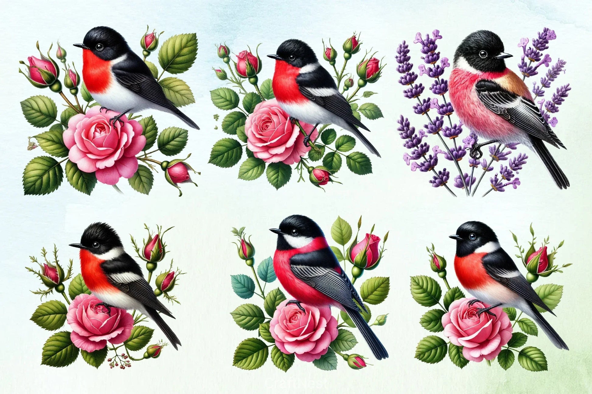 Spring Grosbeak Clipart Bundle - CraftNest - Digital Crafting and Art