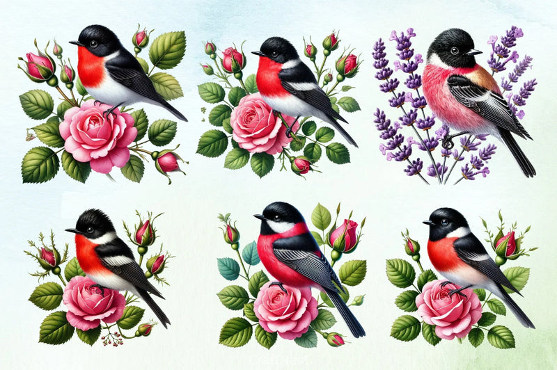 Spring Grosbeak Clipart Bundle - CraftNest - Digital Crafting and Art