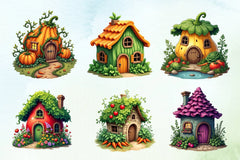 Fantasy Garden Houses Clipart Bundle - CraftNest - Digital Crafting and Art