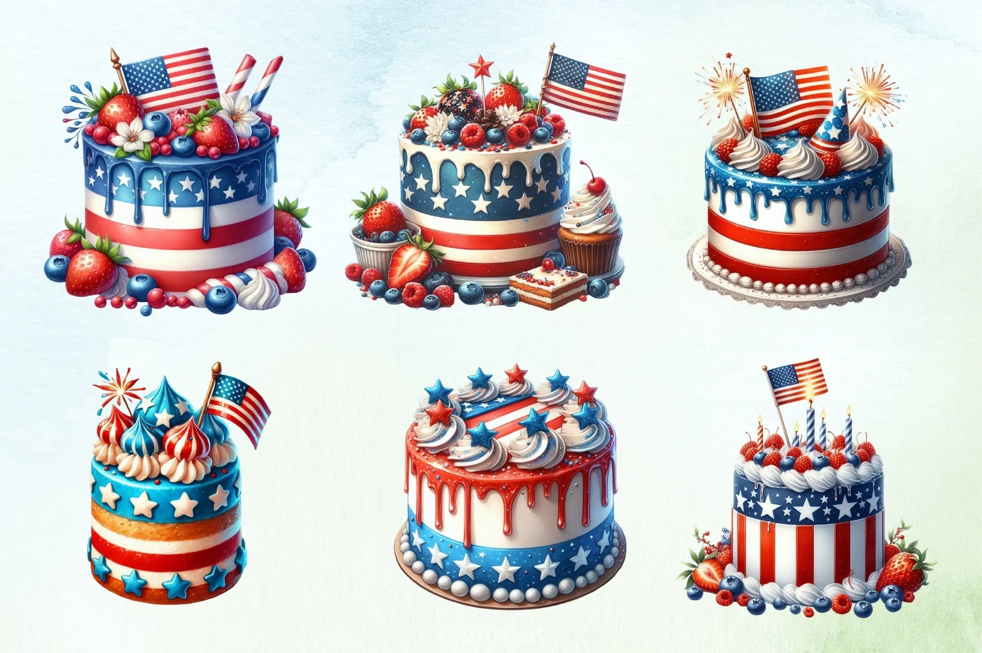 4th of July Cake Clipart Bundle - CraftNest - Digital Crafting and Art