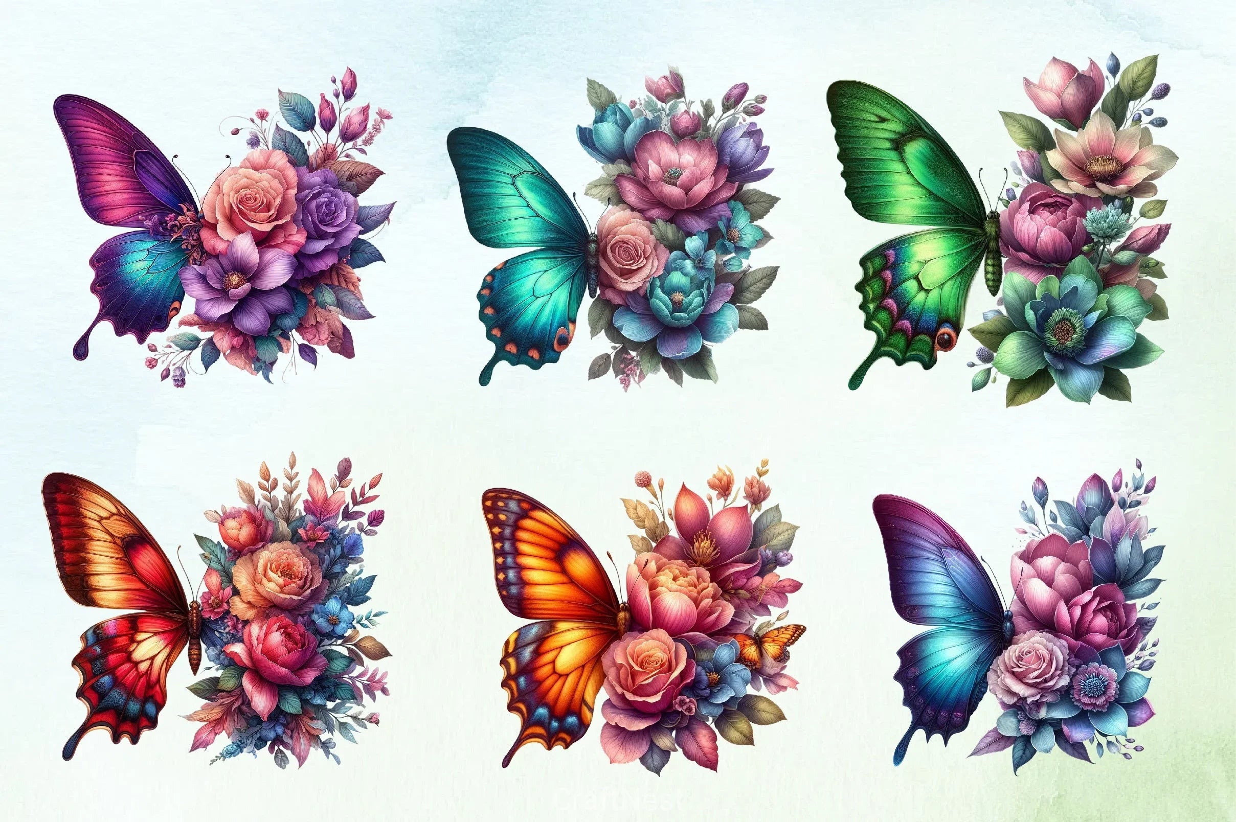 Butterfly Flowers Clipart Bundle 10 - CraftNest - Digital Crafting and Art
