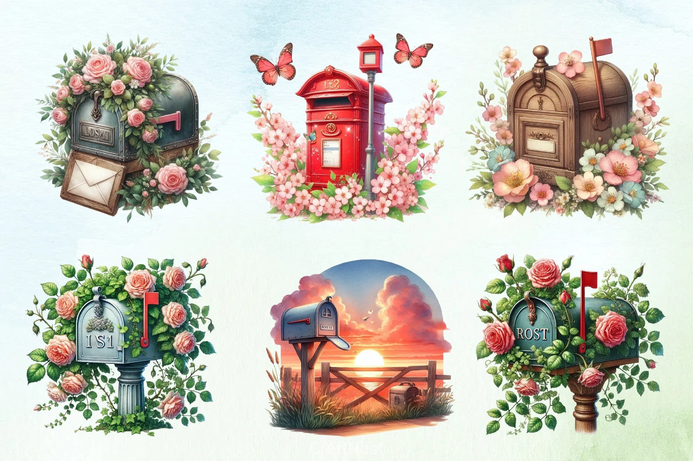 Spring Mailbox Clipart Bundle - CraftNest - Digital Crafting and Art