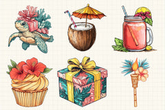 Tropical Coral Birthday Clipart Bundle - CraftNest - Digital Crafting and Art