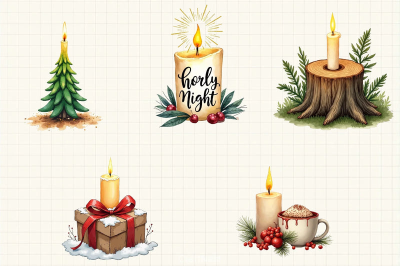 Christmas Candle Clipart Bundle - CraftNest - Digital Crafting and Art