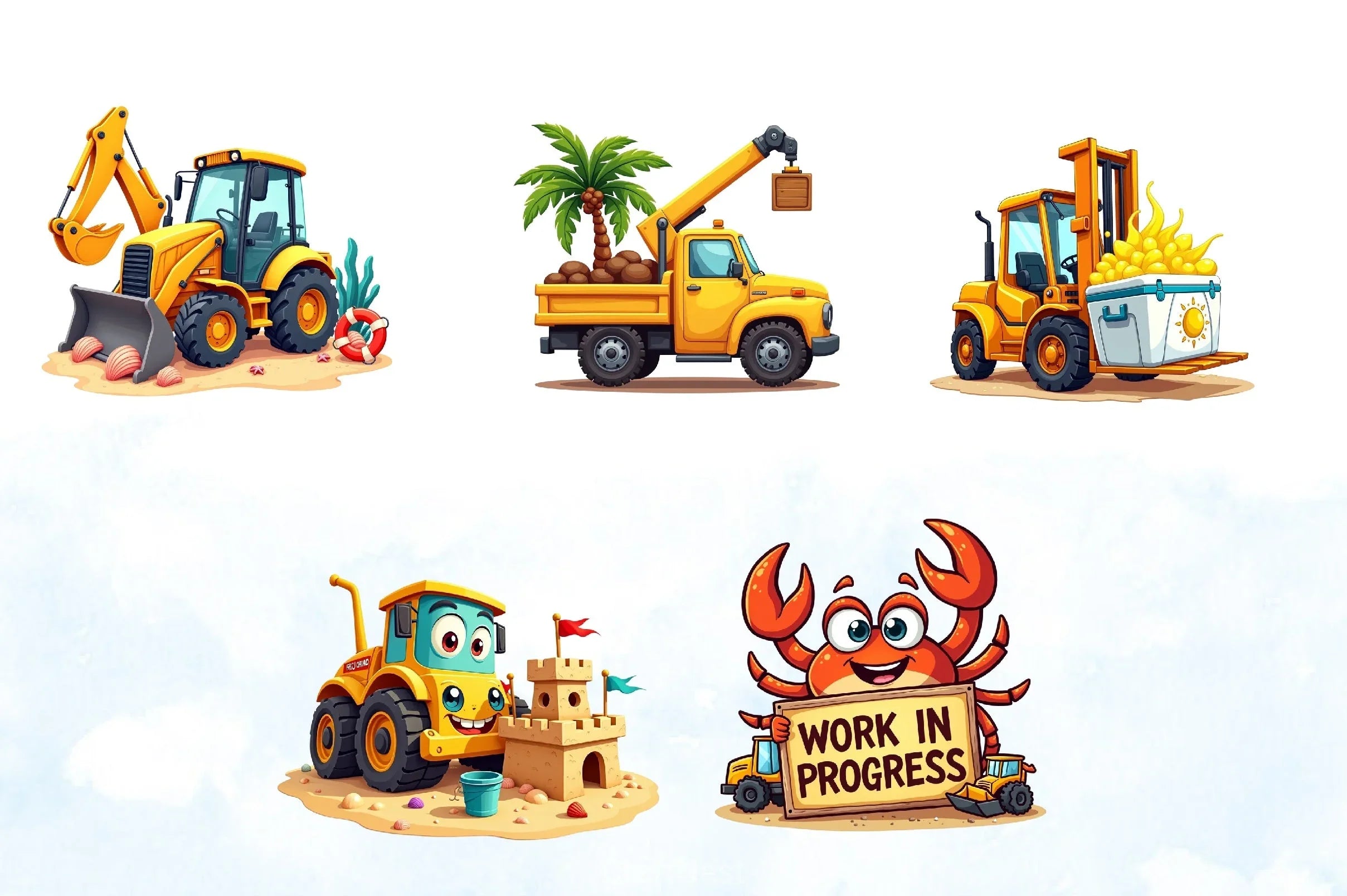 Summer Construction Vehicles Clipart Bundle - CraftNest - Digital Crafting and Art