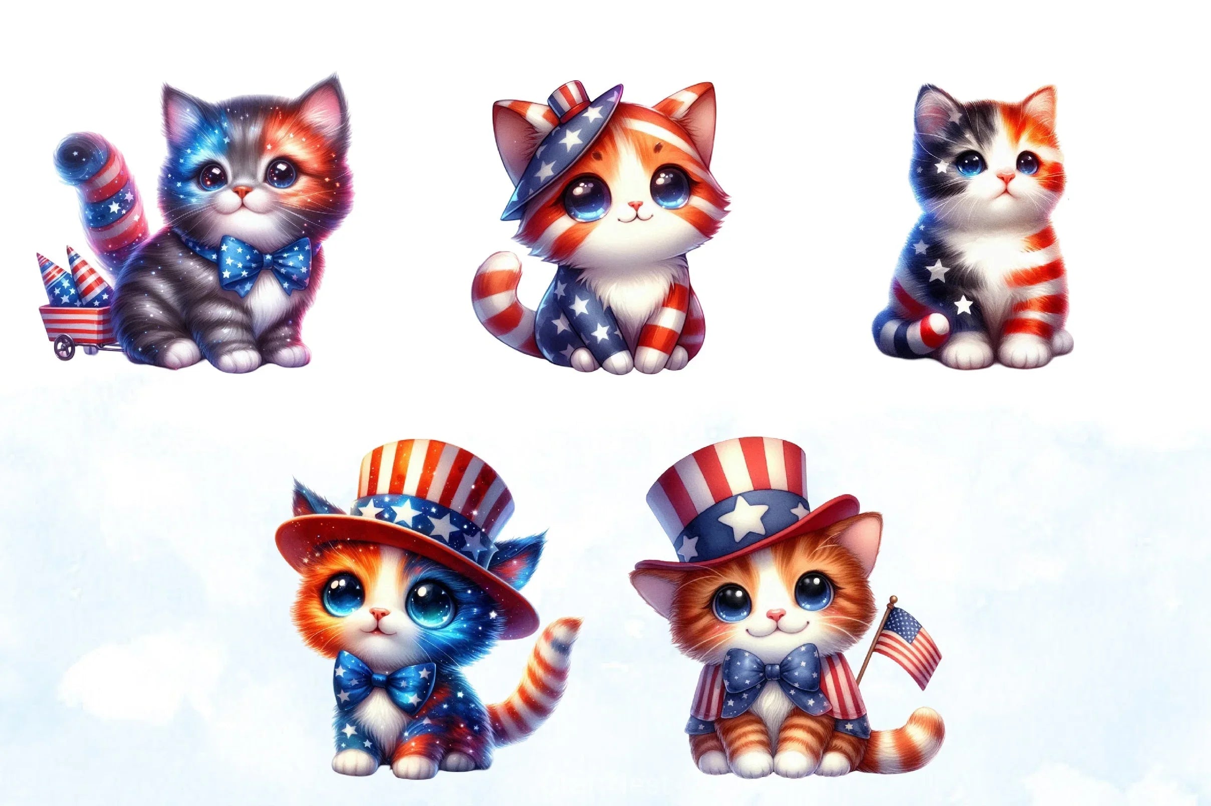 4th of July Cat Clipart Bundle - CraftNest - Digital Crafting and Art