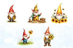 Cute Sunflowers Gnome Clipart Bundle - CraftNest - Digital Crafting and Art