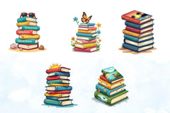 Summer Book Stack Clipart Bundle - CraftNest - Digital Crafting and Art