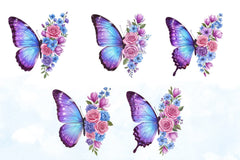 Butterfly Flowers Clipart Bundle 9 - CraftNest - Digital Crafting and Art