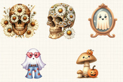 Beige Retro Halloween Clipart Bundle - CraftNest - Digital Crafting and Art