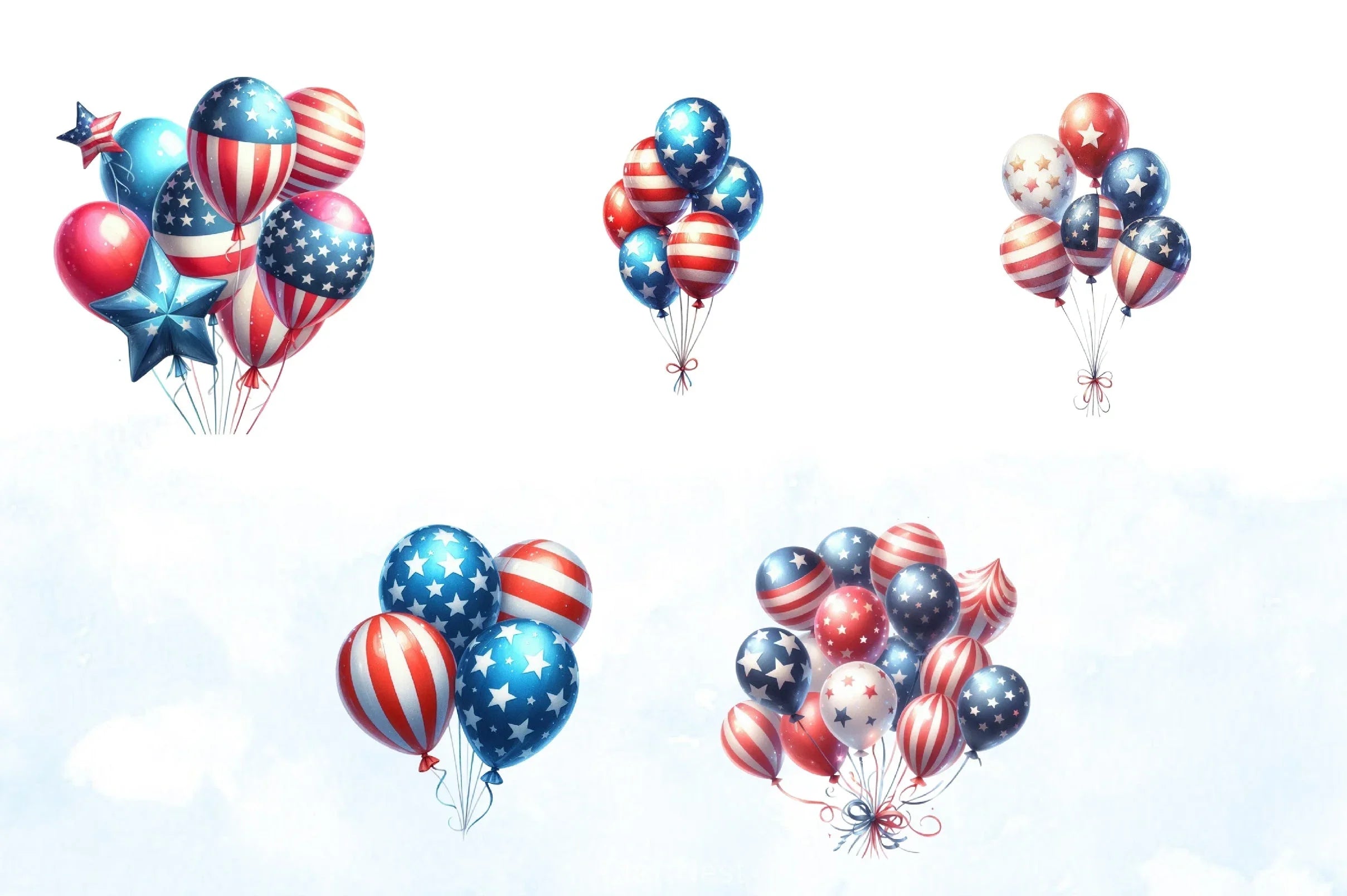 American 4th of July Balloons Clipart Bundle - CraftNest - Digital Crafting and Art