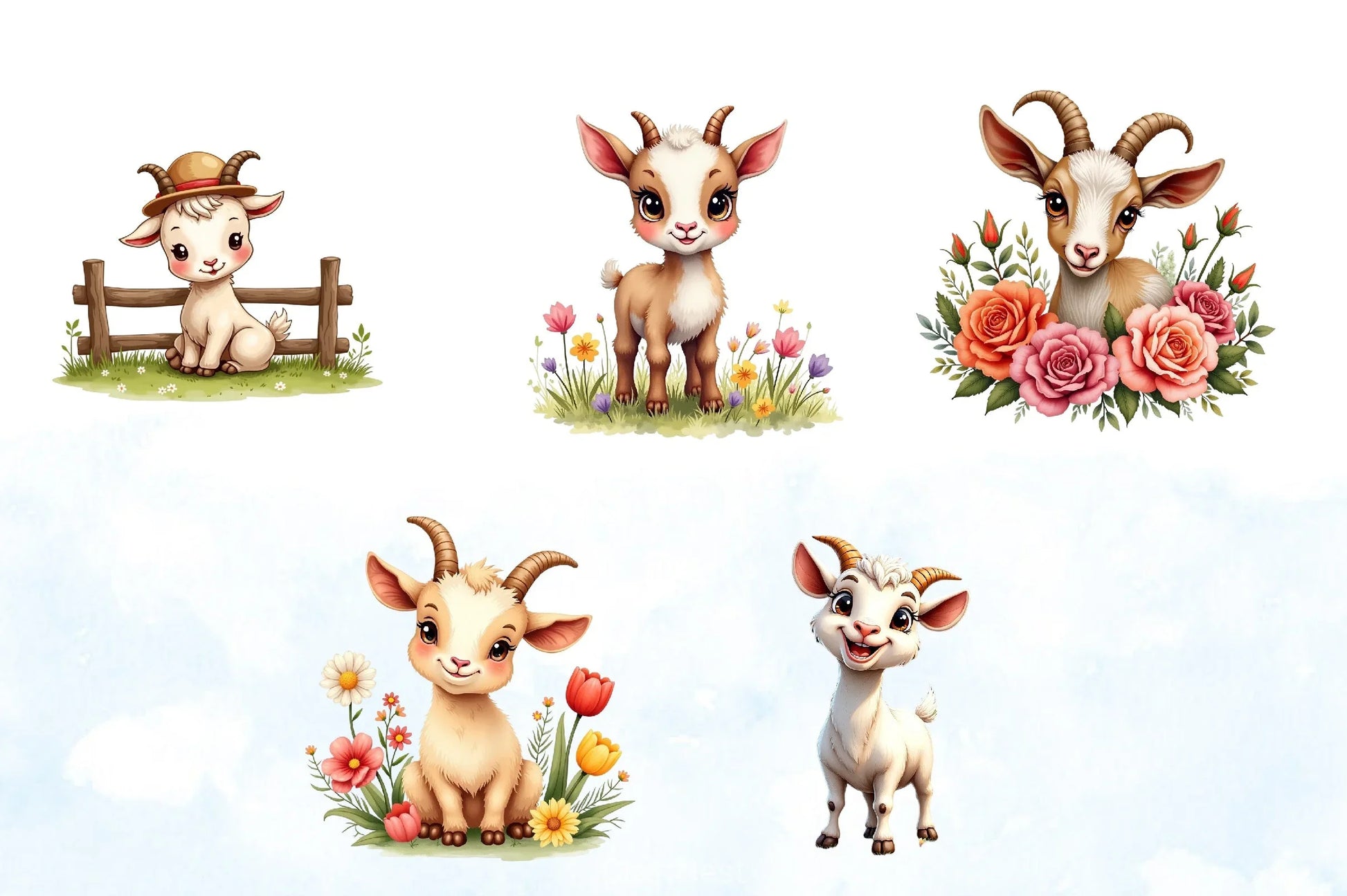 Cute Goat Clipart Bundle - CraftNest - Digital Crafting and Art