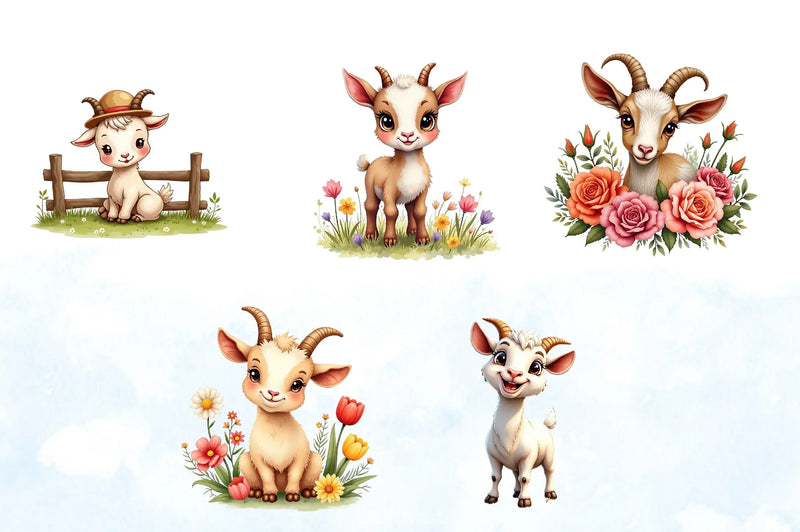Cute Goat Clipart Bundle - CraftNest - Digital Crafting and Art
