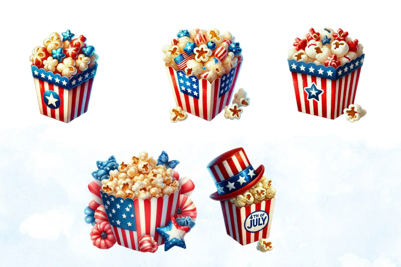 4th of July Popcorn Clipart Bundle 1 - CraftNest - Digital Crafting and Art