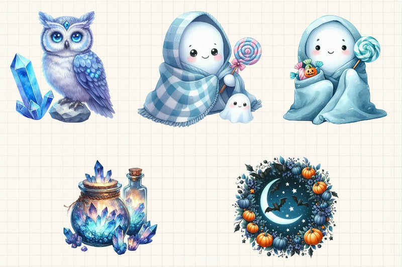 Blue Halloween Clipart Bundle - CraftNest - Digital Crafting and Art