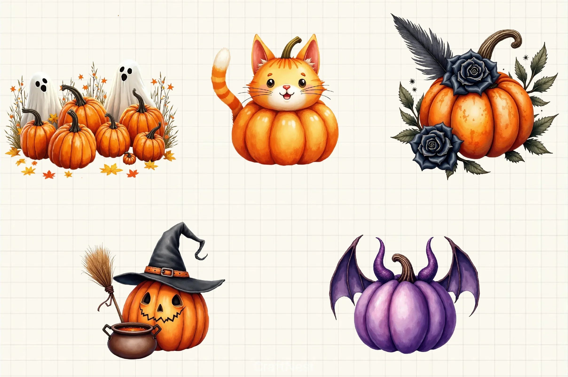 Halloween Pumpkin Clipart Bundle 3 - CraftNest - Digital Crafting and Art