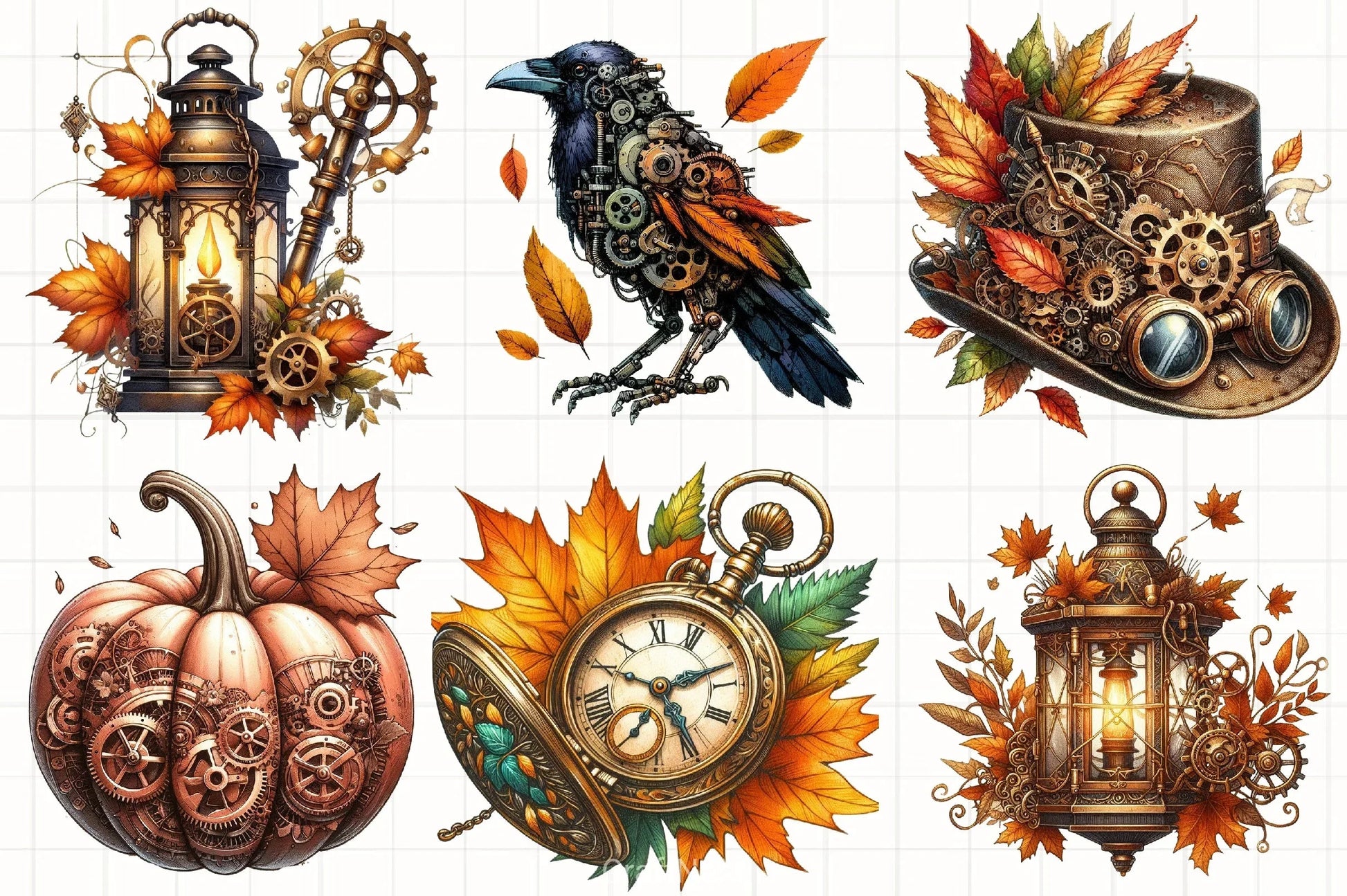 Steampunk Autumn Clipart Bundle - CraftNest - Digital Crafting and Art