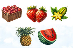Fresh Organic Fruit Clipart Bundle - CraftNest - Digital Crafting and Art