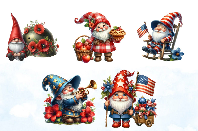 Memorial Day Gnomes Clipart Bundle 2 - CraftNest - Digital Crafting and Art