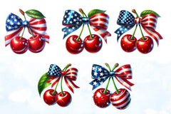 4th of July Cherry Bow Clipart Bundle 4 - CraftNest - Digital Crafting and Art