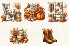 Rustic Cozy Autumn Clipart Bundle 9 - CraftNest - Digital Crafting and Art