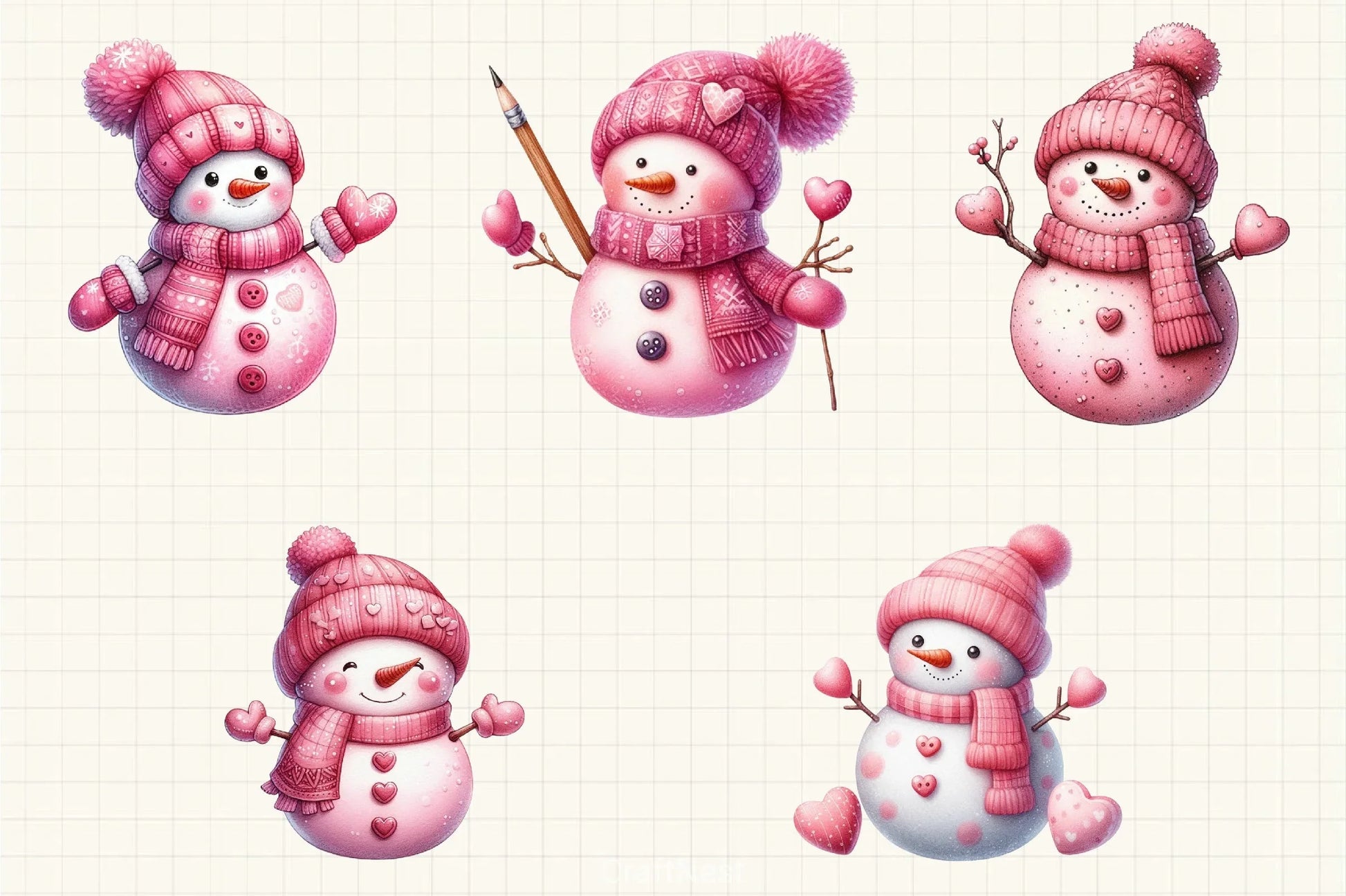 Pink Christmas Clipart Bundle - CraftNest - Digital Crafting and Art