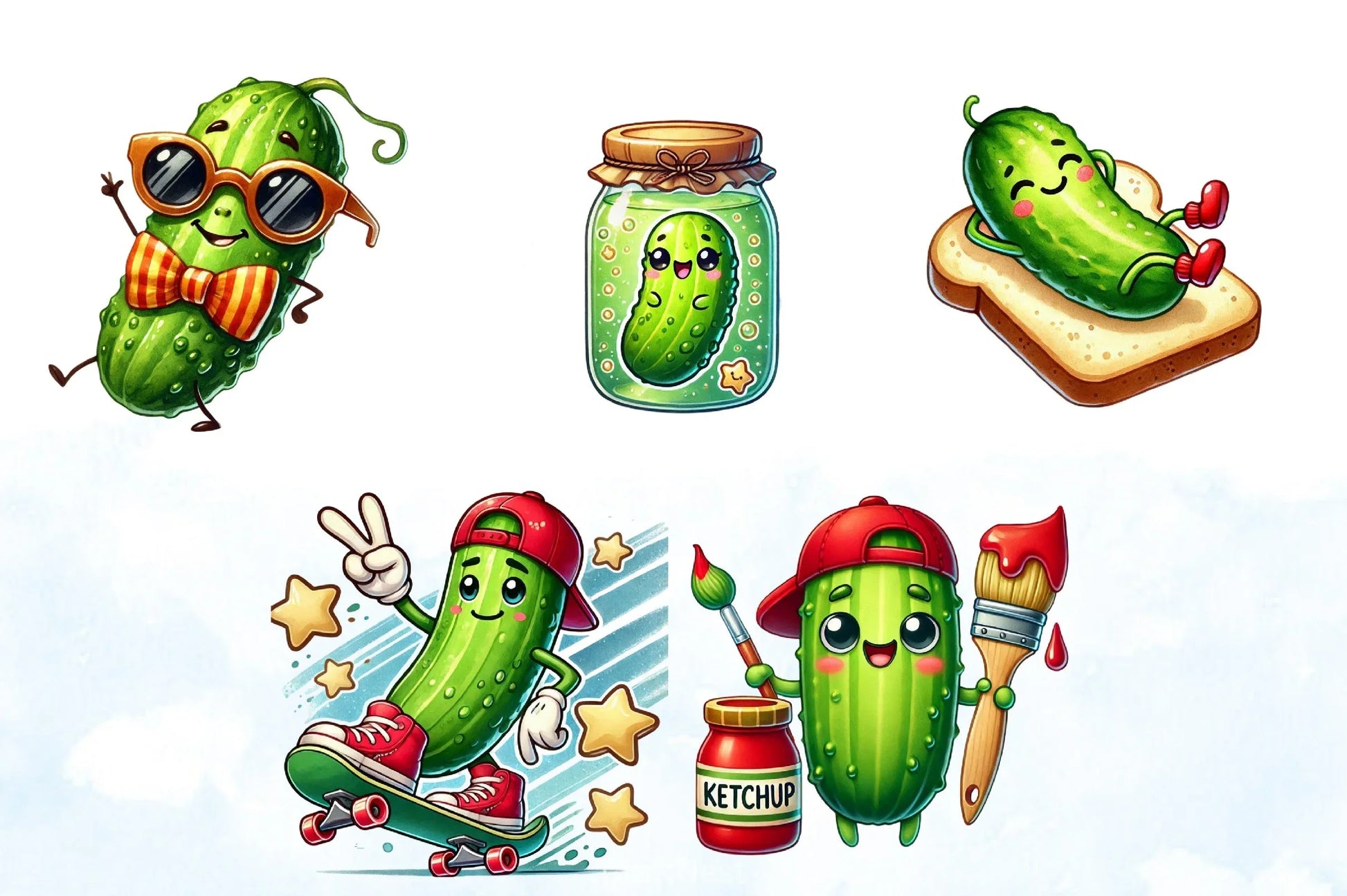 Cute Pickle Clipart Bundle - CraftNest - Digital Crafting and Art