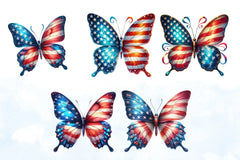4th of July Butterflies Clipart Bundle - CraftNest - Digital Crafting and Art