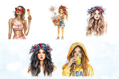 4th of July Girl Clipart Bundle 2 - CraftNest - Digital Crafting and Art