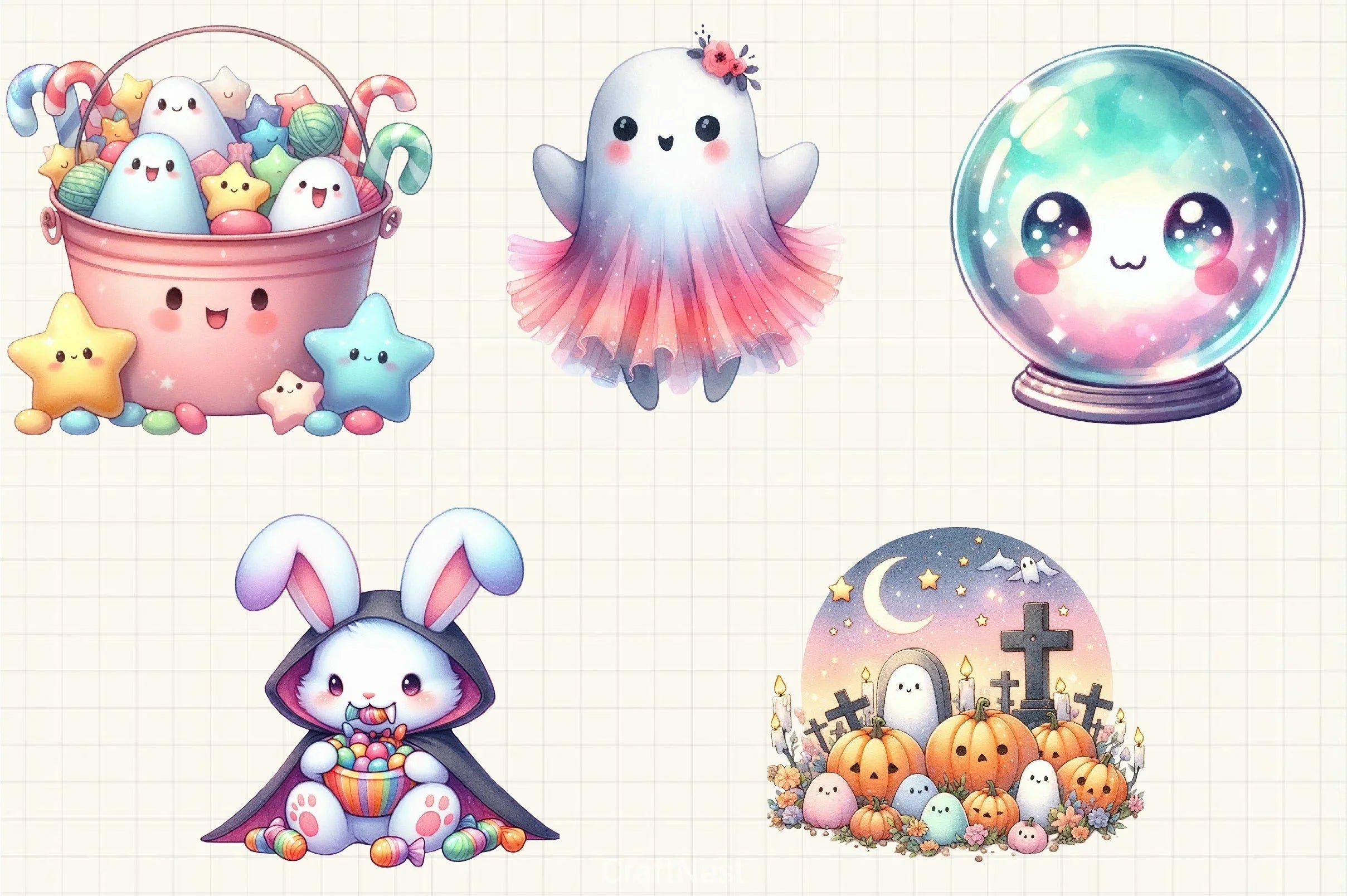Pastel Halloween Clipart Bundle 3 - CraftNest - Digital Crafting and Art