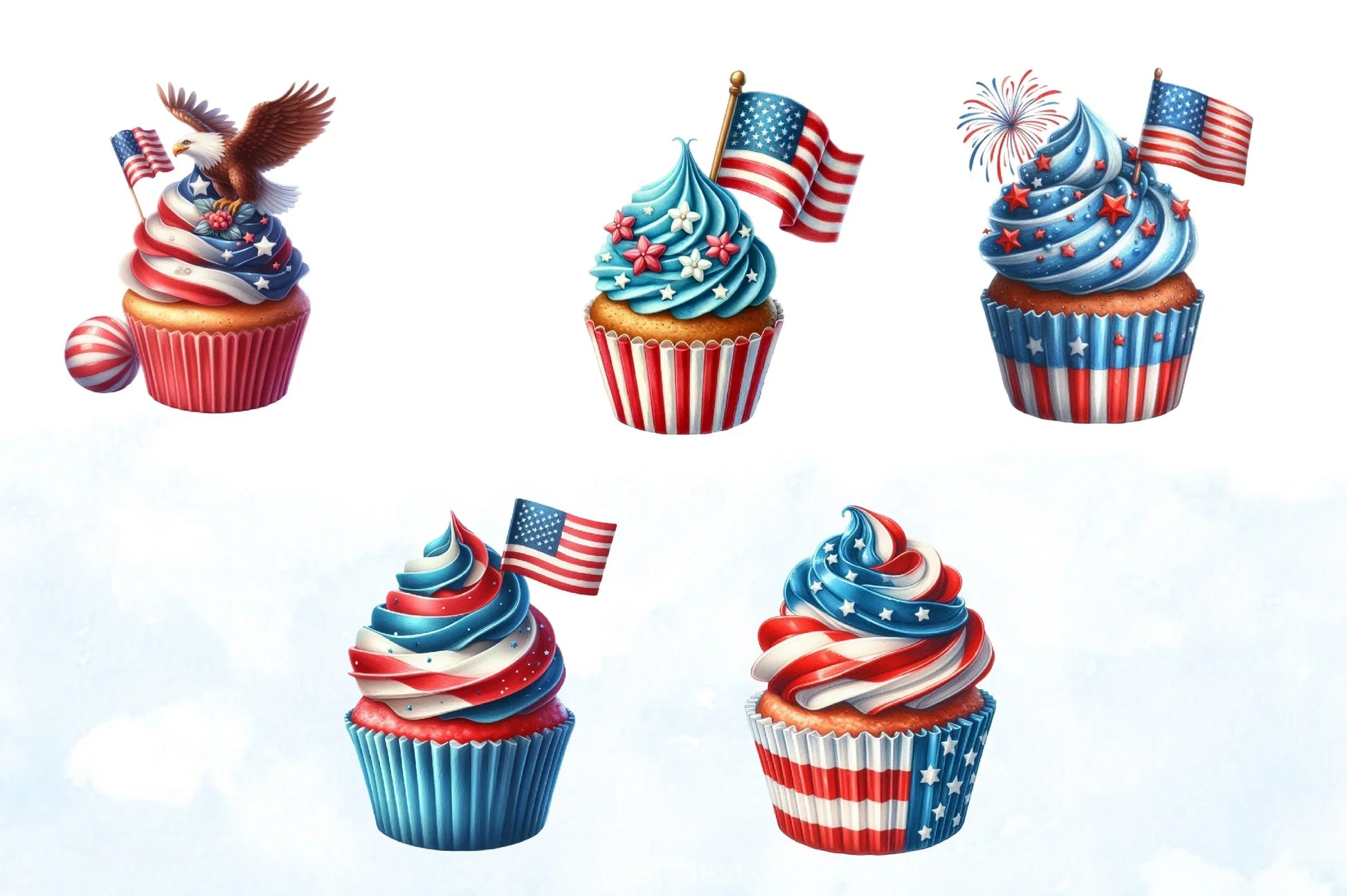 4th of July Cupcakes Clipart Bundle - CraftNest - Digital Crafting and Art