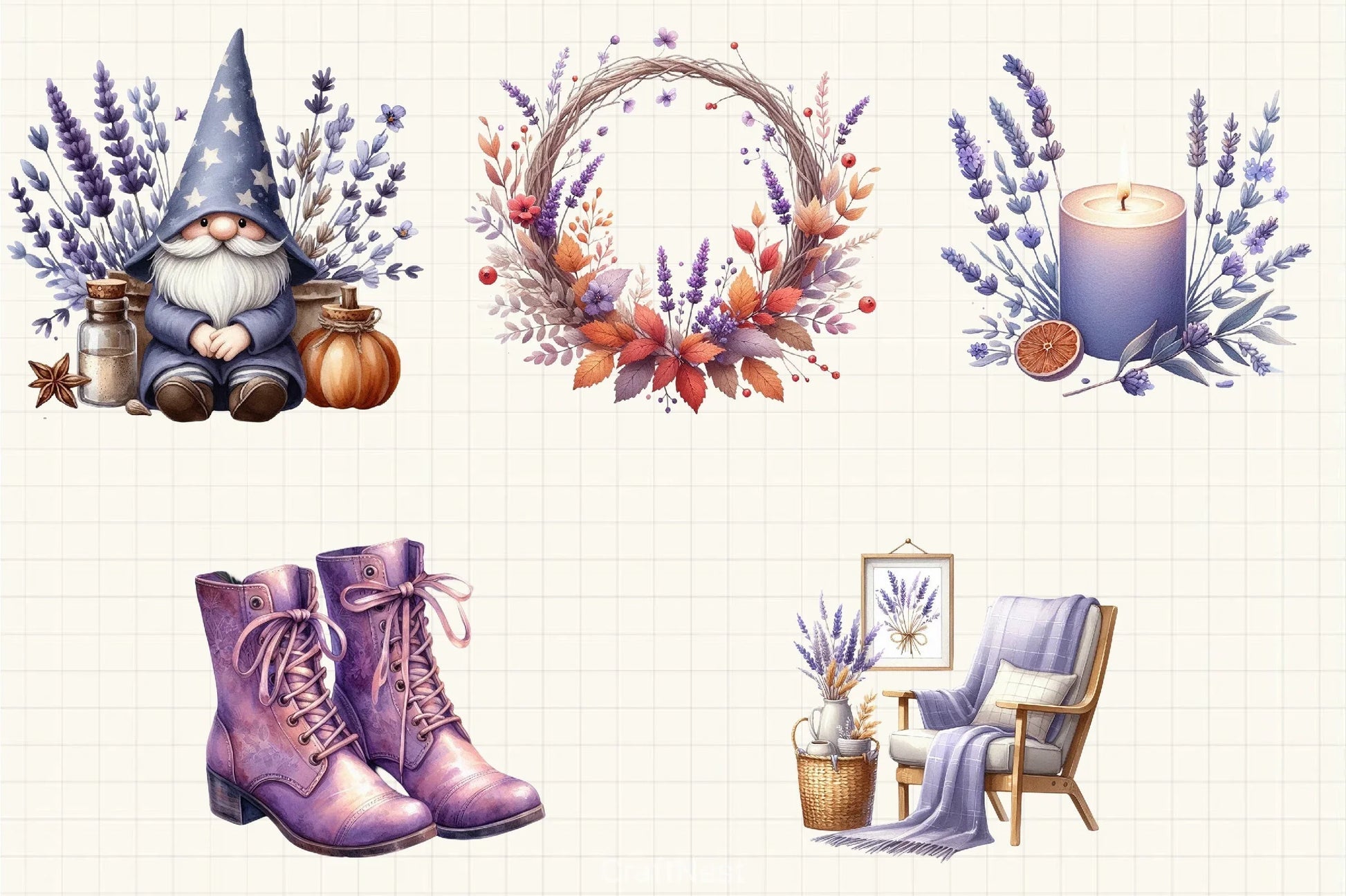Lavender Fall Clipart Bundle - CraftNest - Digital Crafting and Art