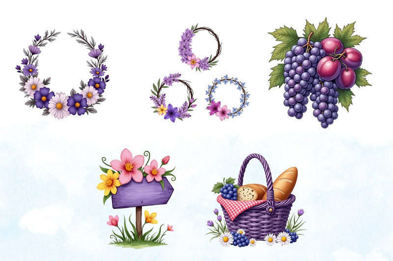 Purple Spring Clipart Bundle 2 - CraftNest - Digital Crafting and Art