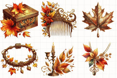 Golden Vintage Autumn Clipart Bundle - CraftNest - Digital Crafting and Art