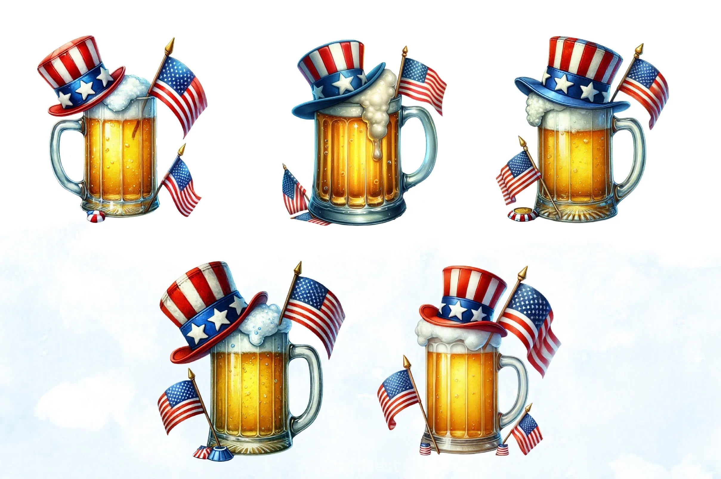 American Patriotic Flag Beer Clipart Bundle - CraftNest - Digital Crafting and Art