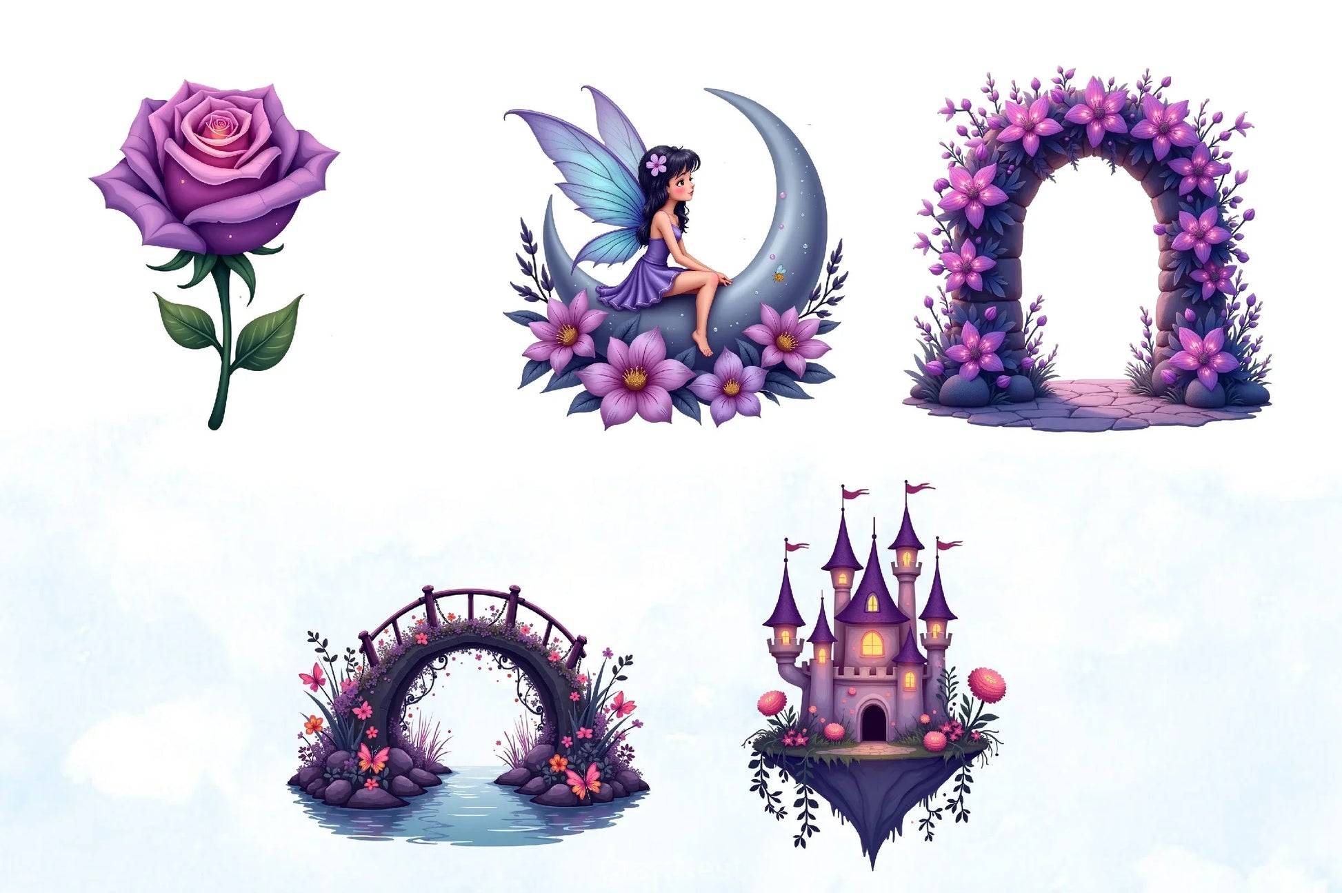 Enchanted Purple Fairies Clipart Bundle - CraftNest - Digital Crafting and Art