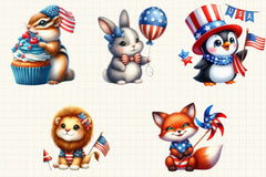 4th of July Funny Animals Clipart Bundle 4 - CraftNest - Digital Crafting and Art