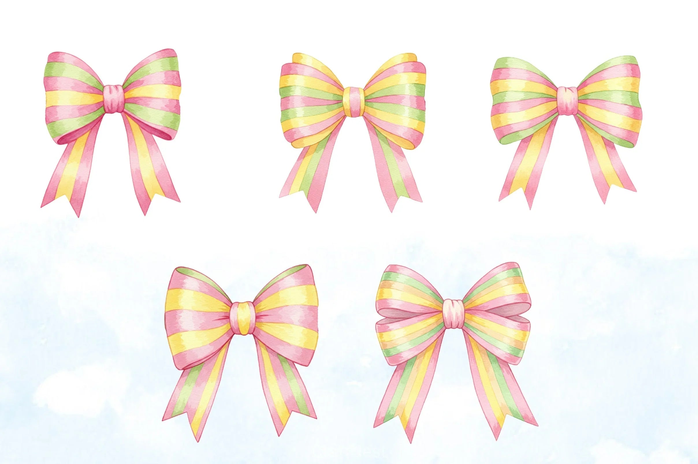Watercolour Pastel Spring Bows Clipart Bundle - CraftNest - Digital Crafting and Art