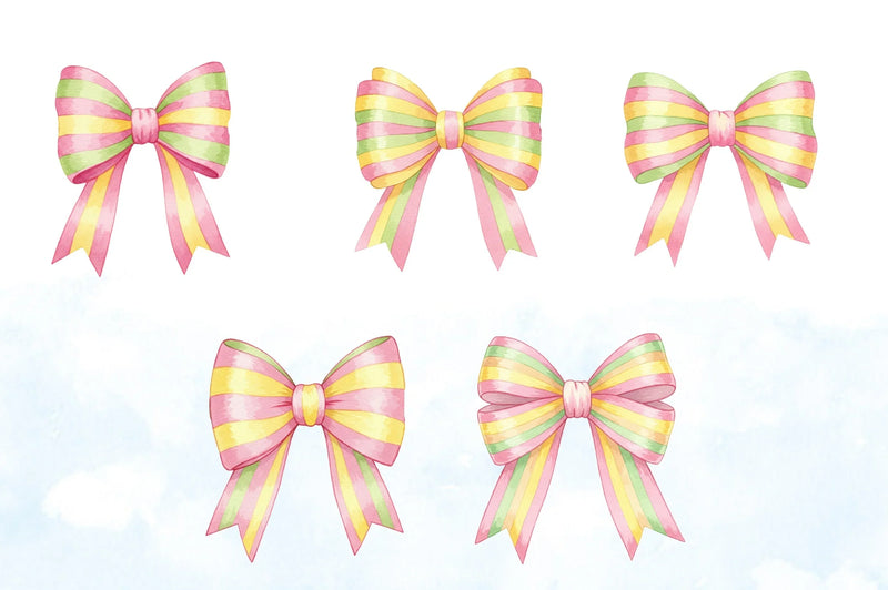 Watercolour Pastel Spring Bows Clipart Bundle - CraftNest - Digital Crafting and Art