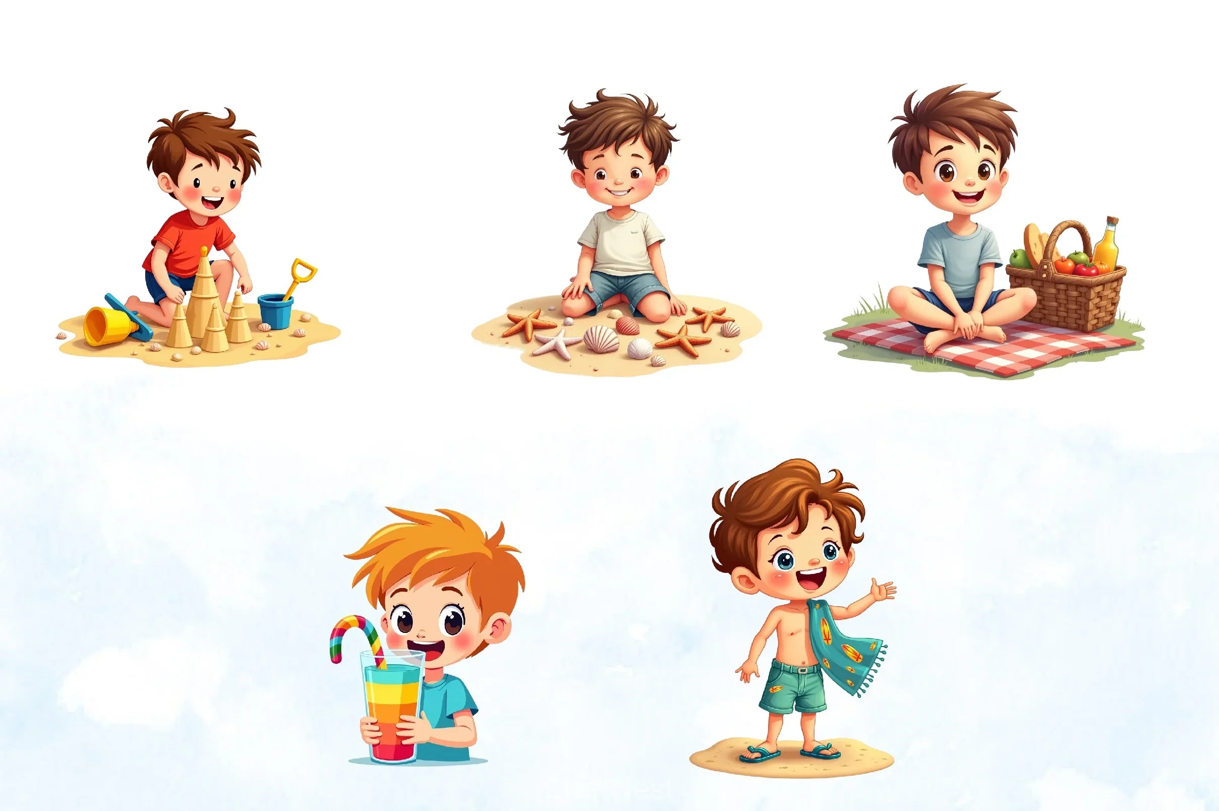 Summer Boy Clipart Bundle - CraftNest - Digital Crafting and Art