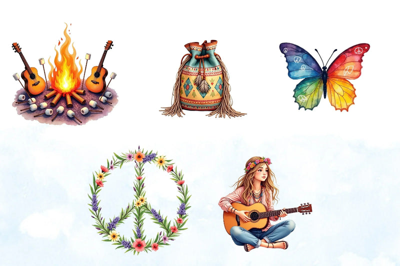 Hippie Clipart Bundle 5 - CraftNest - Digital Crafting and Art
