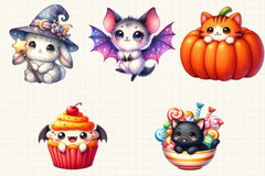 Kawaii Halloween Clipart Bundle 64 - CraftNest - Digital Crafting and Art